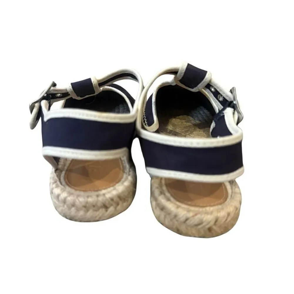 Re/Done T-Strap Navy Espadrille Sandals Size 38 US 8
